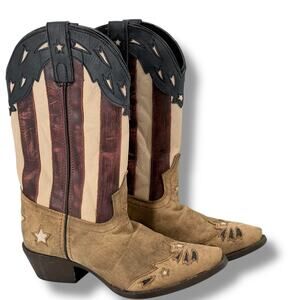 Laredo Keyes Stars Stripes Patriotic Leather Western Boots Womens Sz 8 52165
